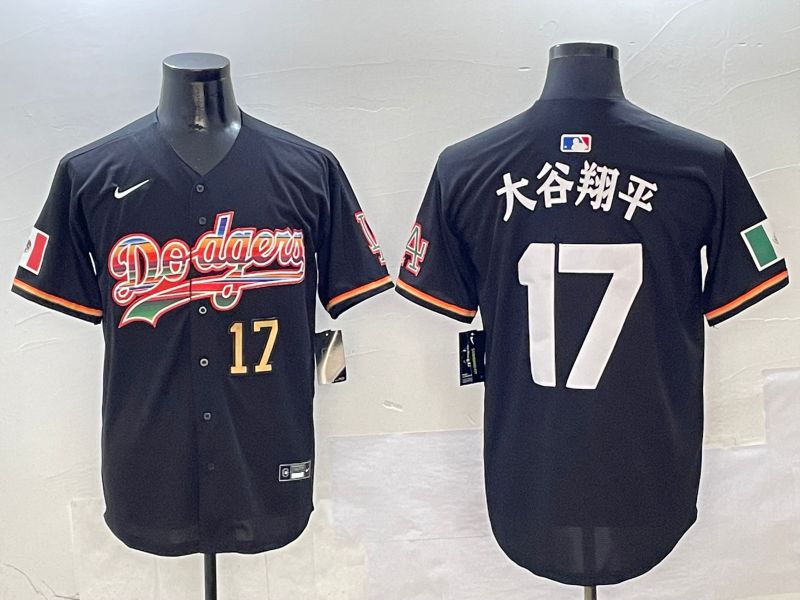 Men Los Angeles Dodgers #17 Ohtani Black rainbow 2025 Nike MLB Jersey style 4152